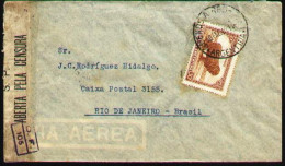 ARGENTINA 1945. Censored Air Cover With 30c Lanas Chalky Paper, To Brazil - Cartas & Documentos