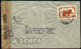 ARGENTINA 1944. Censored Air Cover With 30c Lanas Chalky Paper, To Brazil - Covers & Documents