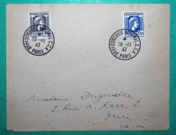 N°639 + 644  MARIANNE D'ALGER OBLITERATION 3ème CONGRES NATIONAL CCA PARIS 1947 LETTRE COVER FRANCE - 1944 Gallo E Marianna Di Algeri