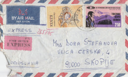 Kenya  AirMail EXPRESS Letter Via Yugoslavia,stamps : 1974 The 17th Social Welfare Conference, Nairobi,1971 Seashells - Kenya (1963-...)