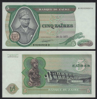 Zaire 5 Zaires 1977 Banknote Pick 21b XF (2)    (25001 - Sonstige – Afrika