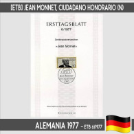 D0124# Alemania 1977. [ETB] Jean Monnet, Ciudadano Honorario Europeo (N) - 1974-1980