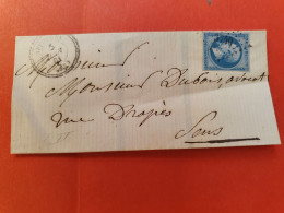 Napoléon 20ct PC 3740 Sur Lettre Sans Texte Pour Sens En 1861,oblitération Perlé De Appoigny - N 93 - 1849-1876: Klassik