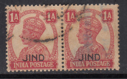 1a Used Pair Jind State 1940-1943, KGVI Series, British India, SG140 £1.50 - Jhind