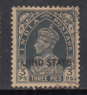 3p Used Jind State 1941-1943, KGVI Series, British India, SG127 £27 - Jhind