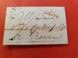 Marque Postale De Dieppe Sur Lettre Avec Texte Pour Rouen En 1820 - N 106 - 1801-1848: Precursors XIX