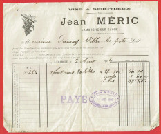 Facture De Lamarche-sur-Saône (21) Pour Villers-les-Pots (21) - 2 Août 1906 - Vins & Spiritueux Jean Méric - Agriculture