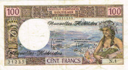 N1 NOUVELLES HEBRIDES New Hedrides 100 Francs IEOM Billet Banque Banknote USAGE Dechire En Bas Droite - Vanuatu