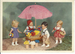 Puppen Am Blumenstand, Gelaufen 1958 - Jeux Et Jouets