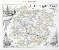 Carte Géographique: La France, Le Département Du Lot Et Garonne, Miramont, Médaillons Lacépède, Bernard De Palissy - Landkarten