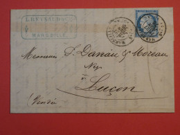 P100 FRANCE   BELLE LETTRE  1876   MARSEILLE  A LUCON  +N°60 ++ AFF. INTERESSANT+++ - 1849-1876: Période Classique