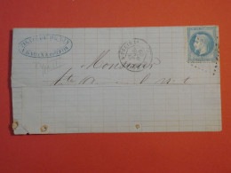 P100 FRANCE  BELLE LETTRE FERROVIAIRE INCOMPLETE  1876  PARIS    +NAPOLEON N°29 ++ AFF. INTERESSANT+++ - 1849-1876: Période Classique