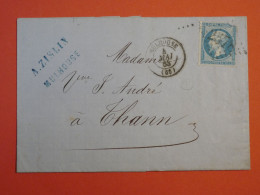 P100 FRANCE  BELLE LETTRE   1863 TOULOUSE A THANN     +NAPOLEON N°22 ++ AFF. INTERESSANT+++ - 1849-1876: Période Classique