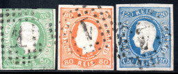 2192. PORTUGAL 1866-1870  KING LUIZ. 3 IMPERF. STAMPS. LOT - Oblitérés