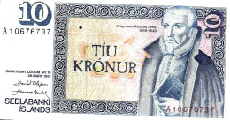 ICELAND 10 KRONUR BLUE MAN FRONT & WOMAN BACK SIG.37-43 DATED  LAW 29-03-1961 ISSUED 1981 UNC P.48a READ DESCRIPTION !! - Island