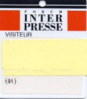 CARTE ENTREE SALON  BADGE - INTER PRESSE  Card Karte  (W 02) - Beurskaarten