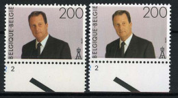 België 2599 + 2599P5b - Koning Albert - Roi Albert - GR + GE - Gomme Verdâtre + Gomme Jaunâtre - 1991-2000