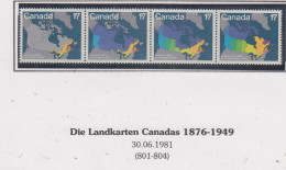 Canada 1981 Maps Of Canada Strip Of 4 ** Mnh  (CN156A) - Unused Stamps