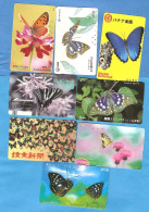 JAPAM 8 Rarer NTT Used Phonecards  BUTTERFLY - Sammlungen