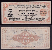 FILIPPINE 10 PESOS 1944  EMERGENCY BANKNOTE PS342 BB - Philippines