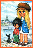 MUK Par Michel Thomas EN FAMILLE Paris Bord De Seine C/ 100 N° 7  1975  Illustrateur Enfants Carte Vierge TBE - Thomas