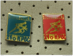 Badge Z-20 -  POLITIKA, Yugoslavia, KROS, CROSS, Race - 2 Pins - Atletica