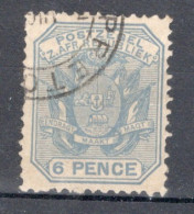 South African Republic 1896 Single 6d Coat Of Arms - Wagon With Pole, In Fine Used Condition - Nieuwe Republiek (1886-1887)