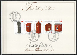 Martin Mörck. Belgium 2011. Mail Boxes. Michel 4178 - 4180 Souvenir Card. Signed. - Herdenkingskaarten - Gezamelijke Uitgaven [HK]