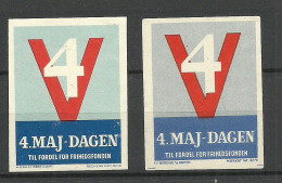 DENMARK - 2 Advertising Vignette Poster Stamps - Different Color Shade. 4. May (*) - Erinnophilie