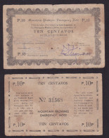 FILIPPINE 10 CENTAVOS 1942 EMERGENCY BANKNOTE PS592 MB - Philippines