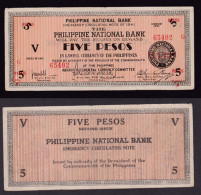 FILIPPINE 5 PESOS 1941 EMERGENCY BANKNOTE PS626 BB - Philippines