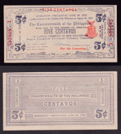 FILIPPINE 5 CENTAVOS 1942 EMERGENCY BANKNOTE PS640 FDS - Philippines