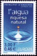 CEPT / Europa 2001 Andorre Français N° 546 ** L'eau, Richesse Naturelle - 2001