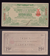 FILIPPINE 20 CENTAVOS 1942 EMERGENCY BANKNOTE PS644 FDS - Philippines