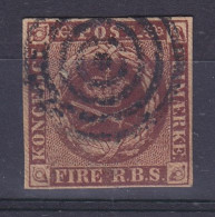 Denmark 1851 Mi. 1, FIRE R.B.S. Kroninsignien Im Lorbeerkranz (2 Scans) - Oblitérés