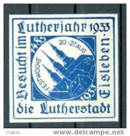 Werbemarke Cinderella Poster Stamp Lutherstadt Eisleben Festwoche 1933 #460 - Erinnophilie