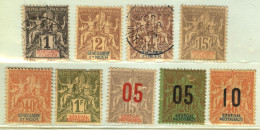 French Senegambia And Senegal , 9 New  And Used Stamps, Hinged - Neufs