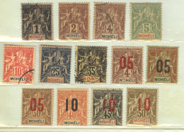 French Moheli  , 13 New  And Used Stamps, Hinged - Ungebraucht