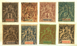 French Nossi-Be, 8 New  And Used Stamps, Hinged - Nuevos