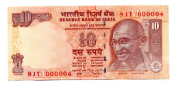 India Banknotes -  10 Rupees -  2014 - Royal Low Serial Number ( 000004 ) - UNC - India