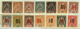 French Grande Comore , 14 New  And Used Stamps  With9 Overstamped Stamps, Hinged - Ungebraucht