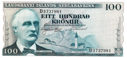 ICELAND 100 KRONUR BLUE MAN FRONT & ANIMAL BACK SIG.? DATED  DATED 21-6-1957 UNC P.44a READ DESCRIPTION !! - Iceland