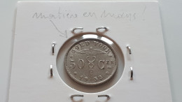 BELGIE ALBERT IER BON POUR 50 CENTIMES 1932 VL COIN CASSé A LA SURFRAPPE ? ONLY 2.000.000 EX. SOUS-COTEE : 1€-3€-5€-20€ - 50 Cent