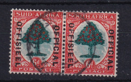 South Africa: 1935/49   Official - Orange Tree   SG O24    6d   [Die I]   Used Pair - Servizio