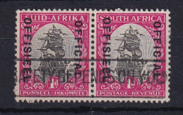 South Africa: 1935/49   Official - Ship   SG O21aw    1d  Grey & Carmine  [Wmk Upright]   Used Pair - Oficiales