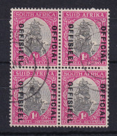 South Africa: 1935/49   Official - Ship   SG O21bw    1d  Grey & Bright Rose-carmine  [Wmk Upright] Used Block Of 4 - Dienstzegels