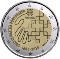 2 EURO PORTOGALLO 2015 COMMEMORATIVO CROCE ROSSA FIOR DI CONIO UNC FROM ROLLS - Portugal