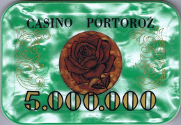 Y/ Casino Plaque 5 000 000 Casino Portoroz Slovenia - Casino