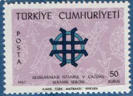 Turkey 1967 Ceramics Exhibition 1 Value Mi 2065 MNH Flower Motiv, Tiles 67-14 - Porselein