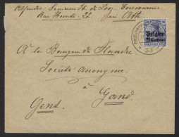 Brief Verstuurd Naar Gent Banque De Flandre 13.9.1918 - OC26/37 Etappengebiet